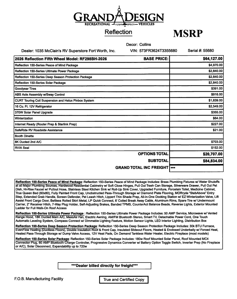 2026 Reflection 150 298BH by Grand Design from McClain's RV Fort Worth in Fort Worth, Texas