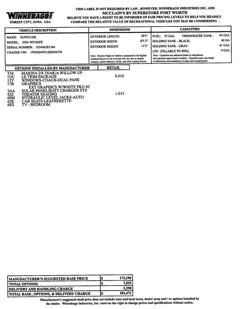 2026 Sunflyer 26FE by Winnebago from McClain's RV Fort Worth in Fort Worth, Texas