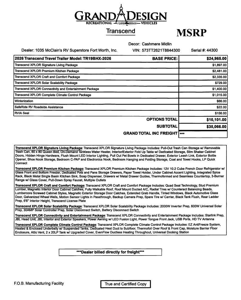 2026 Transcend Xplor 19BHX by Grand Design from McClain's RV Fort Worth in Fort Worth, Texas