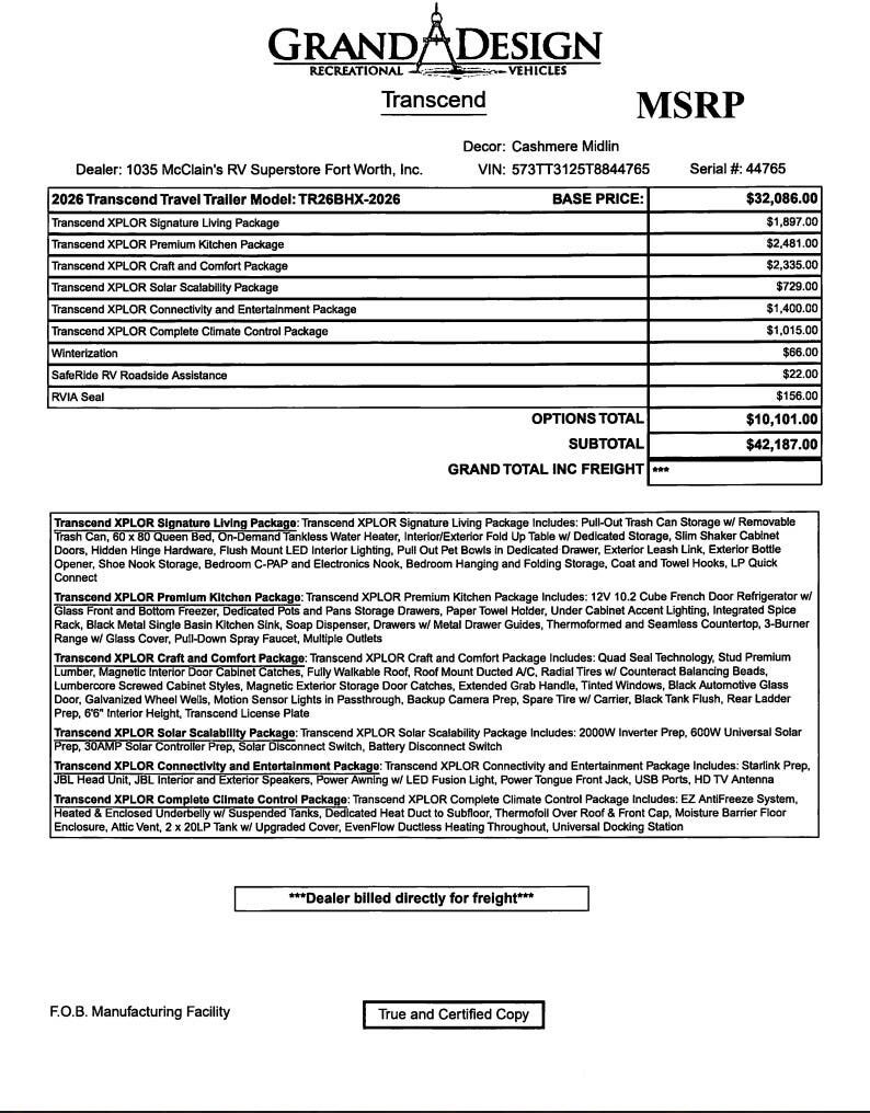 2026 Transcend Xplor 26BHX by Grand Design from McClain's RV Fort Worth in Fort Worth, Texas