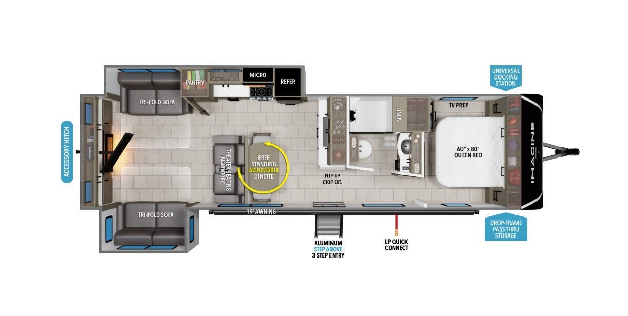 2026 Grand Design Imagine 3100RD - New Travel Trailer For Sale by McClain's RV Fort Worth in Fort Worth, Texas features TV, Oven, Queen Bed, Ladder, Medicine Cabinet