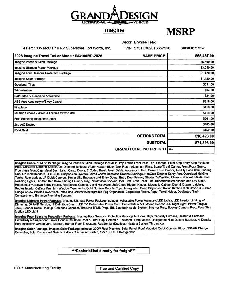 2026 Imagine 3100RD by Grand Design from McClain's RV Fort Worth in Fort Worth, Texas