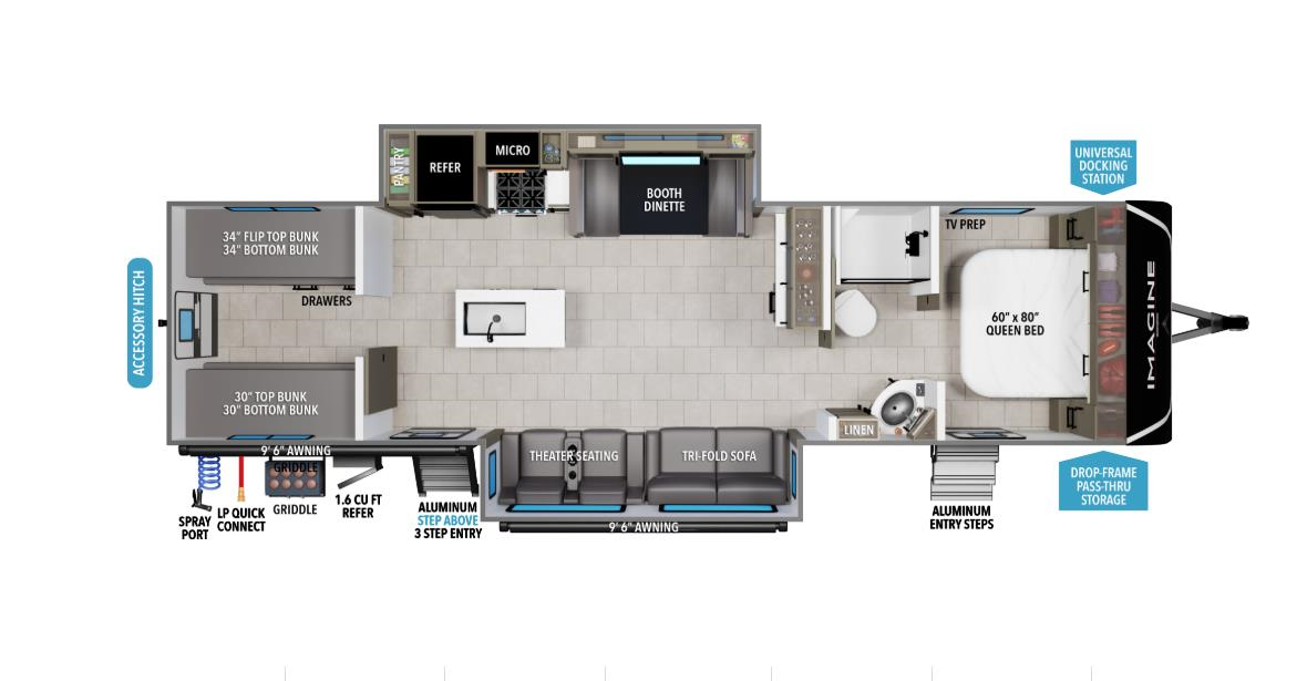 Floorplan of 2023 Grand Design Imagine 3210BH