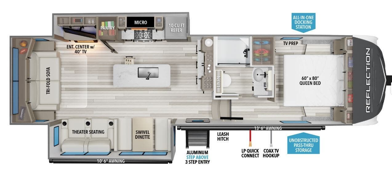 Floorplan of 2021 Grand Design Reflection 150 Series 295RL