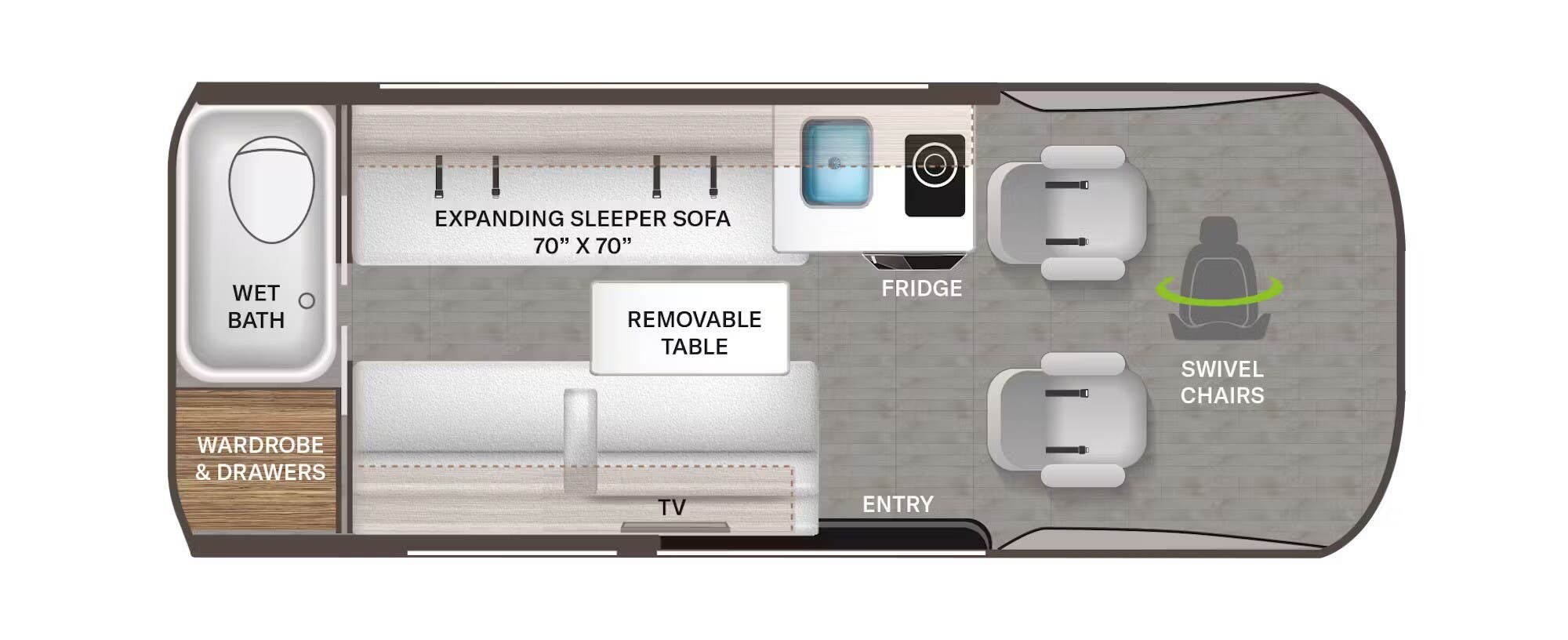 Floorplan of 2025 Thor Motor Coach Tranquility 19A