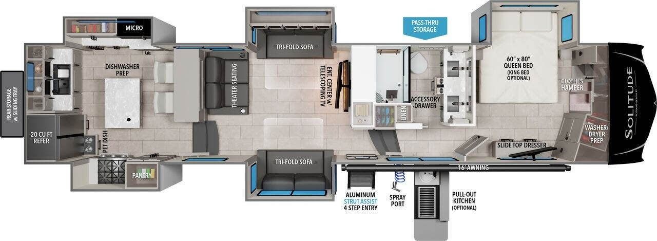 Floorplan of 2026 Grand Design Solitude 390RK