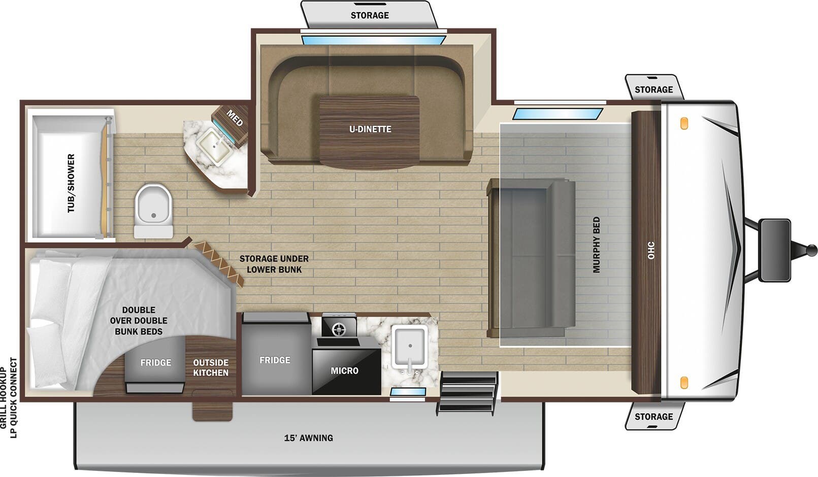 2024 Starcraft Super Lite 19MBH - Used Travel Trailer For Sale by McClain's RV Fort Worth in Fort Worth, Texas features Stabilizer Jacks, Convection Microwave, Awning, Power Awning, Kitchen Sink