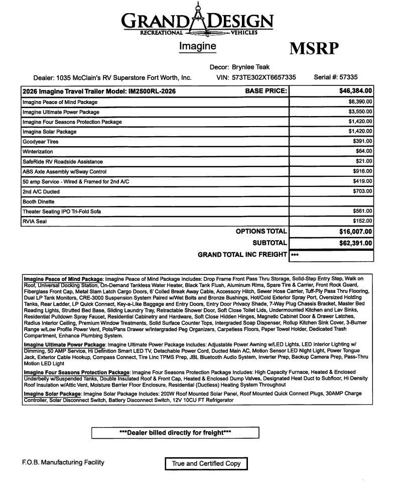 2026 Imagine 2500RL by Grand Design from McClain's RV Fort Worth in Fort Worth, Texas