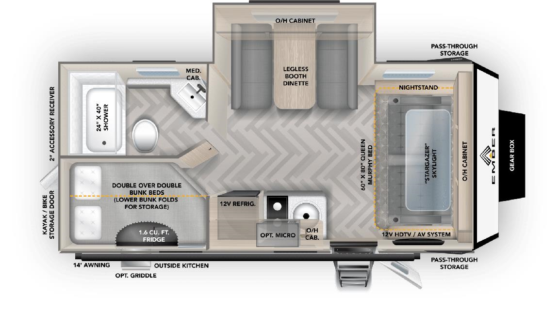 Floorplan of 2022 Ember RV Overland 191MDB