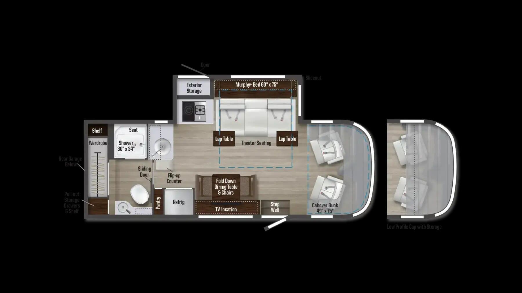2025 Winnebago View 24T - Used Class C For Sale by McClain's RV Fort Worth in Fort Worth, Texas features Pantry, Battery Charger, Toilet, Batteries, Skylight