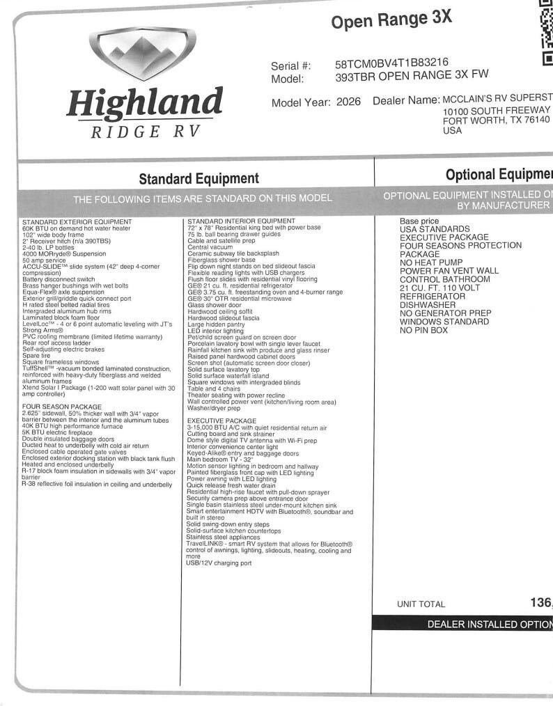 2026 Open Range 3X 393TBR by Highland Ridge from McClain's RV Fort Worth in Fort Worth, Texas