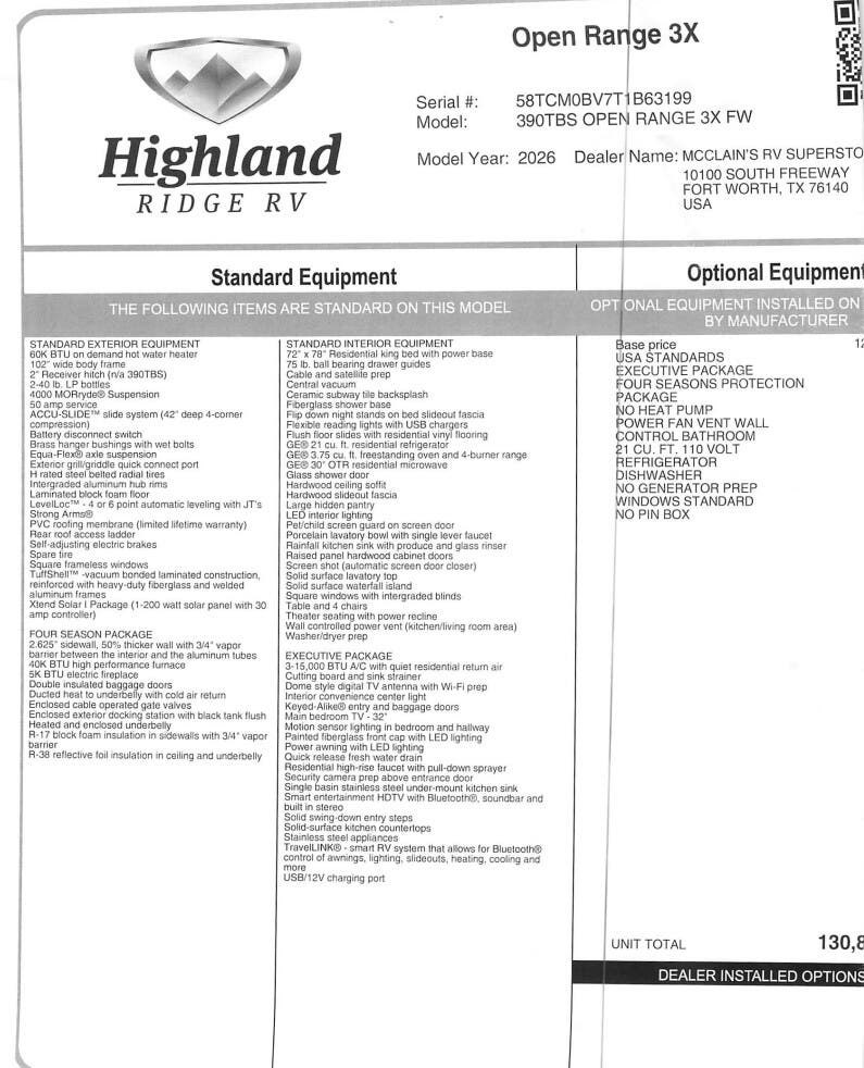 2026 Open Range 3X 390TBS by Highland Ridge from McClain's RV Fort Worth in Fort Worth, Texas