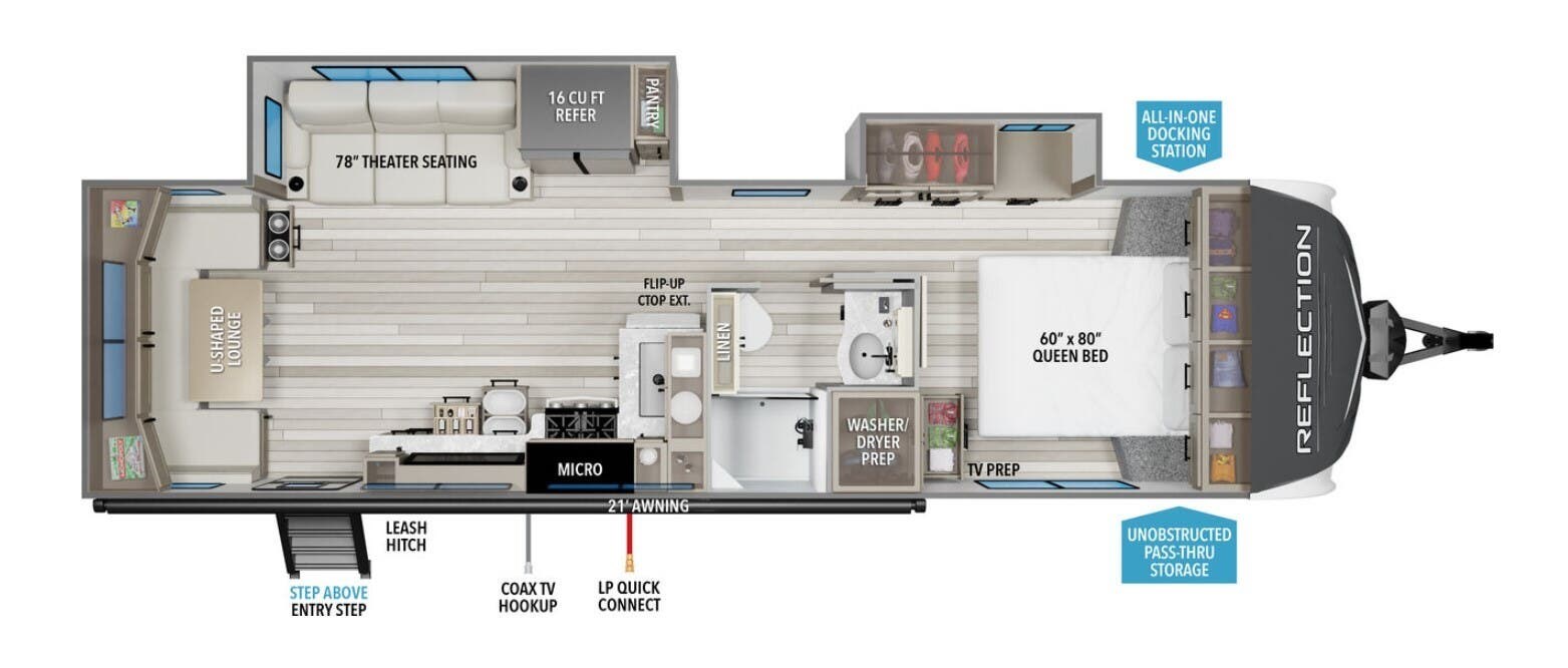 2025 Grand Design Reflection 296RDTS - New Travel Trailer For Sale by McClain's RV Superstore in Corinth, Texas features Slideout, Toilet, External Shower, Fireplace, Oven