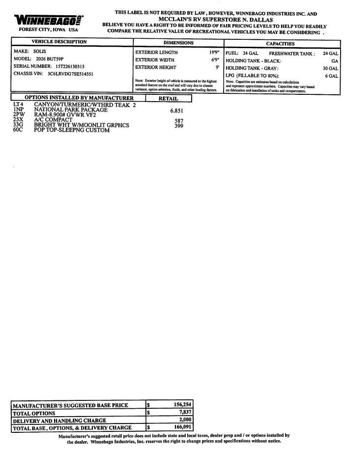 2026 Solis 59P by Winnebago from McClain's RV Superstore in Corinth, Texas
