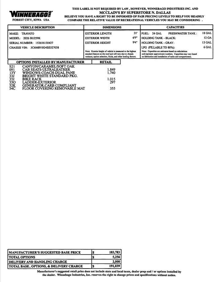 2026 Travato 59K by Winnebago from McClain's RV Superstore in Corinth, Texas