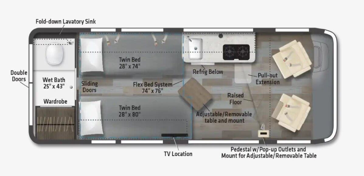 2026 Winnebago Travato 59K - New Class B For Sale by McClain's RV Superstore in Corinth, Texas features Air Conditioning, Roof Vent, CO Detector, Toilet, Smoke Detector