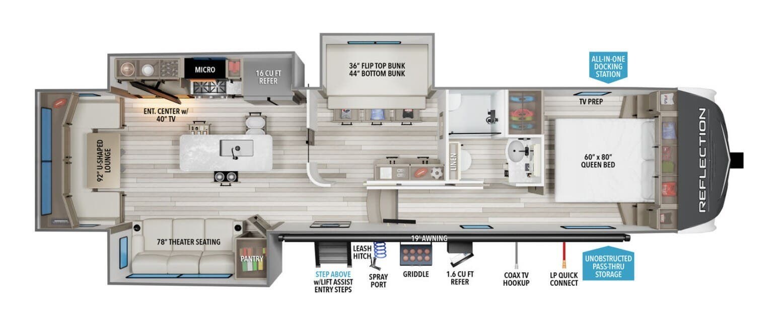 2026 Grand Design Reflection 324MBS - New Fifth Wheel For Sale by McClain's RV Superstore in Corinth, Texas features Queen Bed, Theater Seating, Medicine Cabinet, Refrigerator, Roof Vent