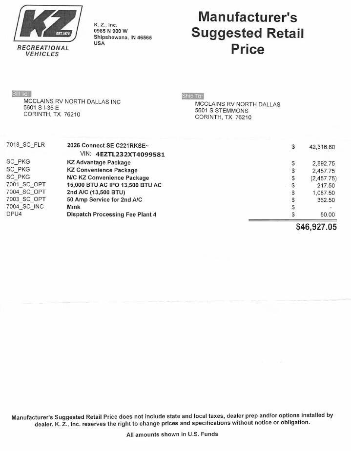 2026 Connect SE 221RK by K-Z from McClain's RV Superstore in Corinth, Texas