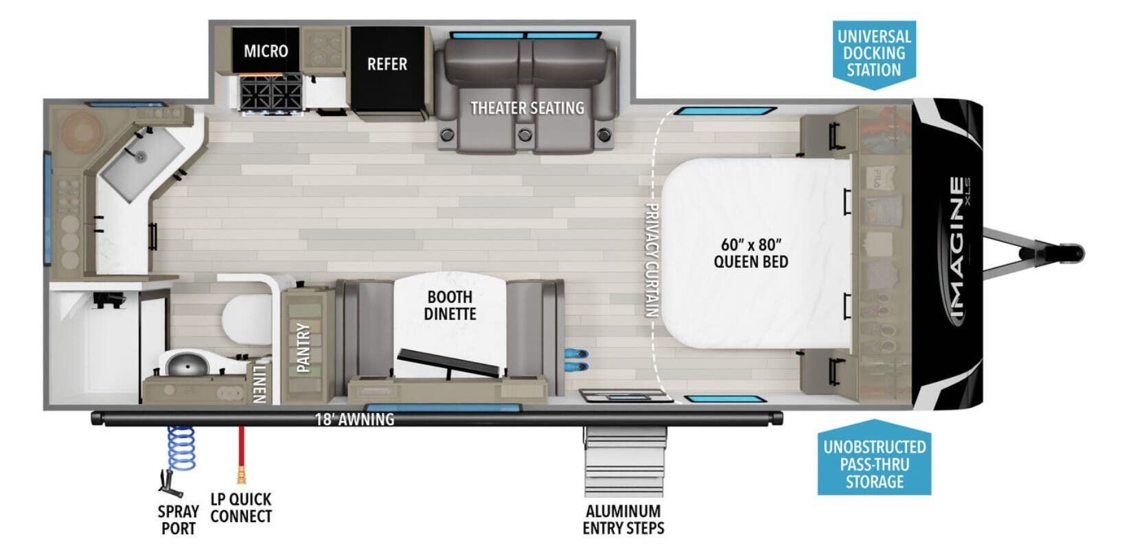 2026 Grand Design Imagine XLS 22MLE - New Travel Trailer For Sale by McClain's RV Superstore in Corinth, Texas features Refrigerator, Dinette Bed, Roof Vents, Water Heater, Oven