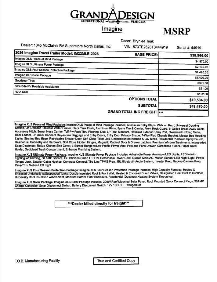 2026 Imagine XLS 22MLE by Grand Design from McClain's RV Superstore in Corinth, Texas