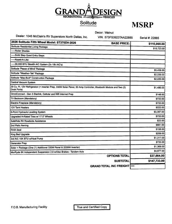 2026 Solitude 370DV by Grand Design from McClain's RV Superstore in Corinth, Texas