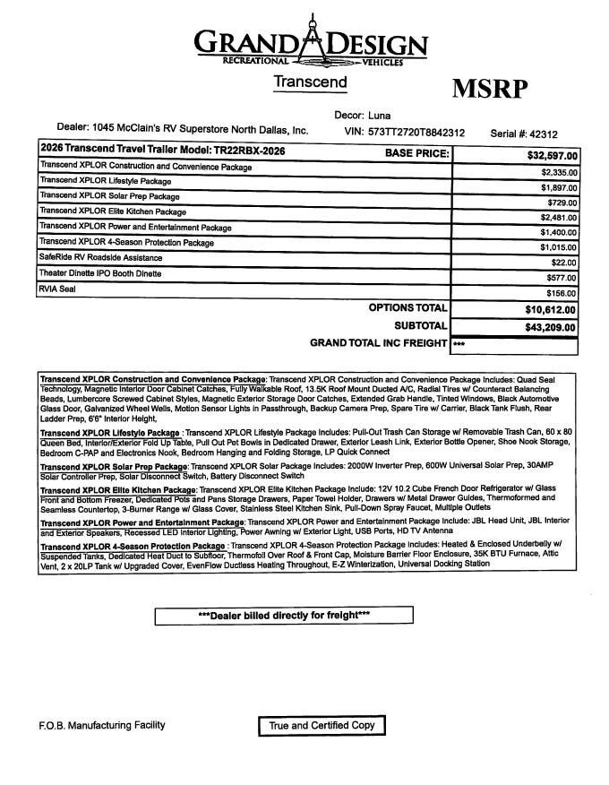 2026 Transcend Xplor 22RBX by Grand Design from McClain's RV Superstore in Corinth, Texas