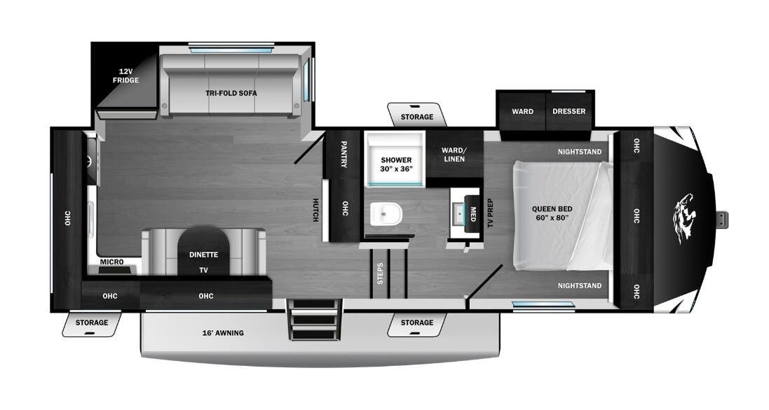 2026 Highland Ridge Open Range Roamer LIGHT 24MLDS - New Fifth Wheel For Sale by McClain's RV Superstore in Corinth, Texas features Roof Vents, Furnace, Toilet, Microwave, Pass Thru Storage