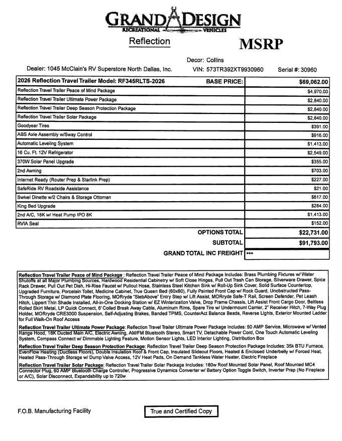 2026 Reflection 345RLTS by Grand Design from McClain's RV Fort Worth in Fort Worth, Texas