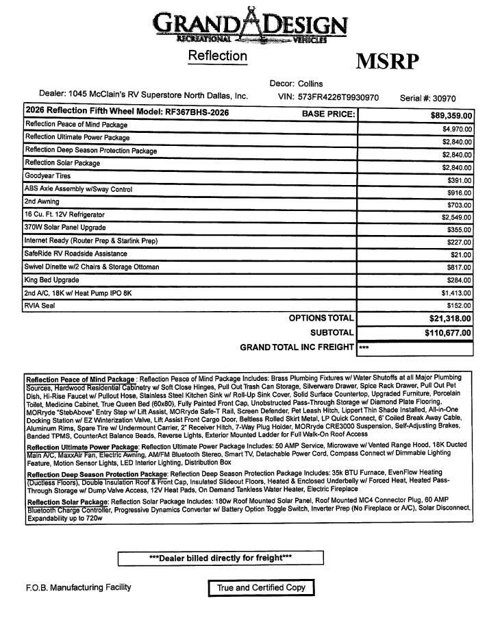 2026 Reflection 367BHS by Grand Design from McClain's RV Superstore in Corinth, Texas