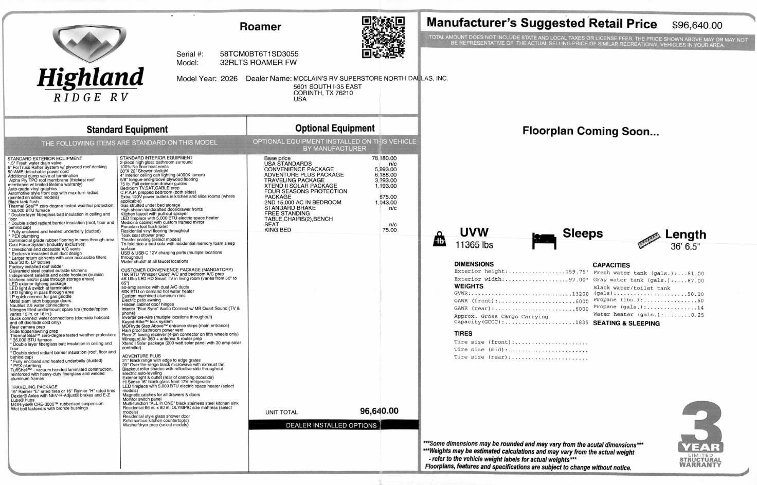 2026 Open Range Roamer 32RLTS by Highland Ridge from McClain's RV Superstore in Corinth, Texas