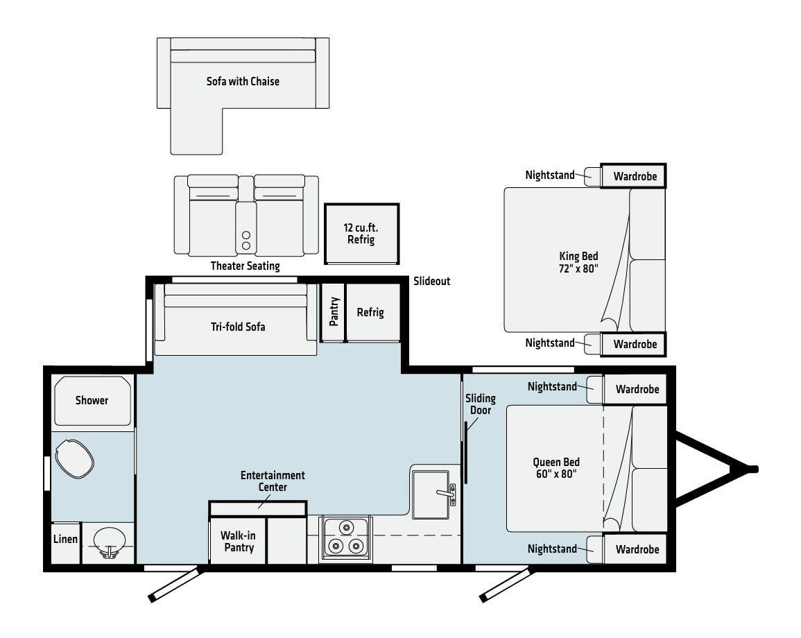 2022 Winnebago Voyage 2427RB - Used Travel Trailer For Sale by McClain's RV Superstore in Corinth, Texas features Detachable Power Cord, Smoke Detector, Batteries, Queen Bed, Refrigerator