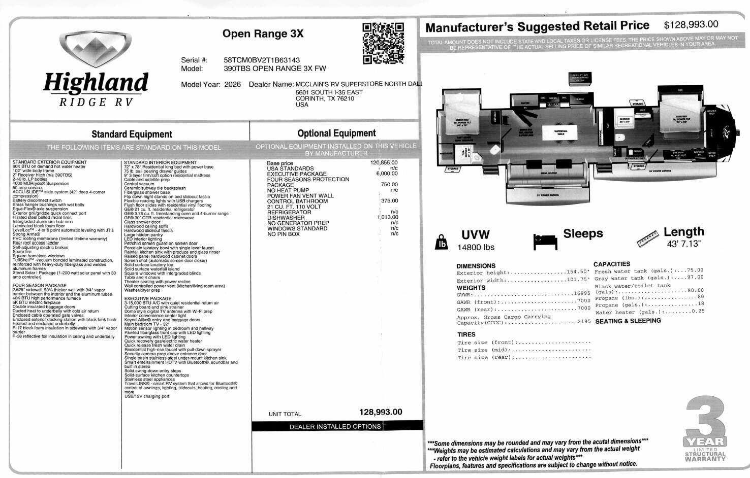 2026 Open Range 3X 390TBS by Highland Ridge from McClain's RV Superstore in Corinth, Texas