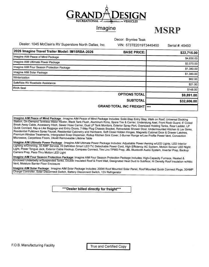 2026 Imagine AIM 15RBA by Grand Design from McClain's RV Superstore in Corinth, Texas