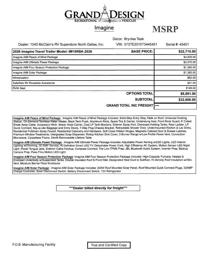 2026 Imagine AIM 15RBA by Grand Design from McClain's RV Superstore in Corinth, Texas