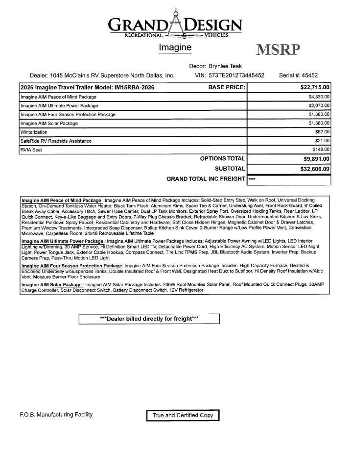 New 2026 Grand Design Imagine AIM 15RBA available in Corinth, Texas