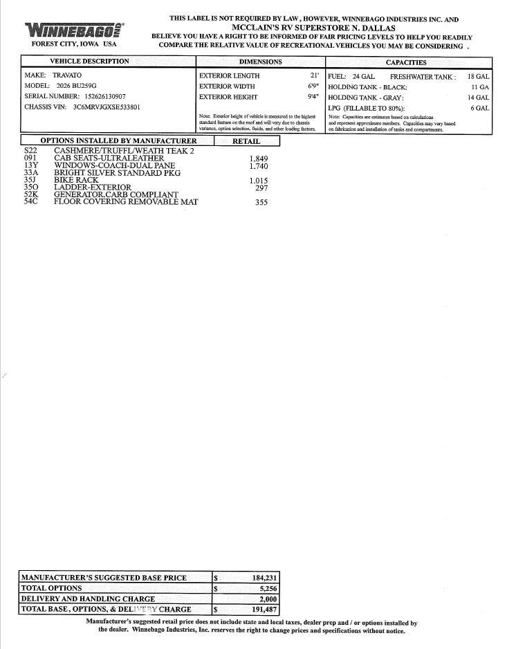 2026 Travato 59G by Winnebago from McClain's RV Superstore in Corinth, Texas