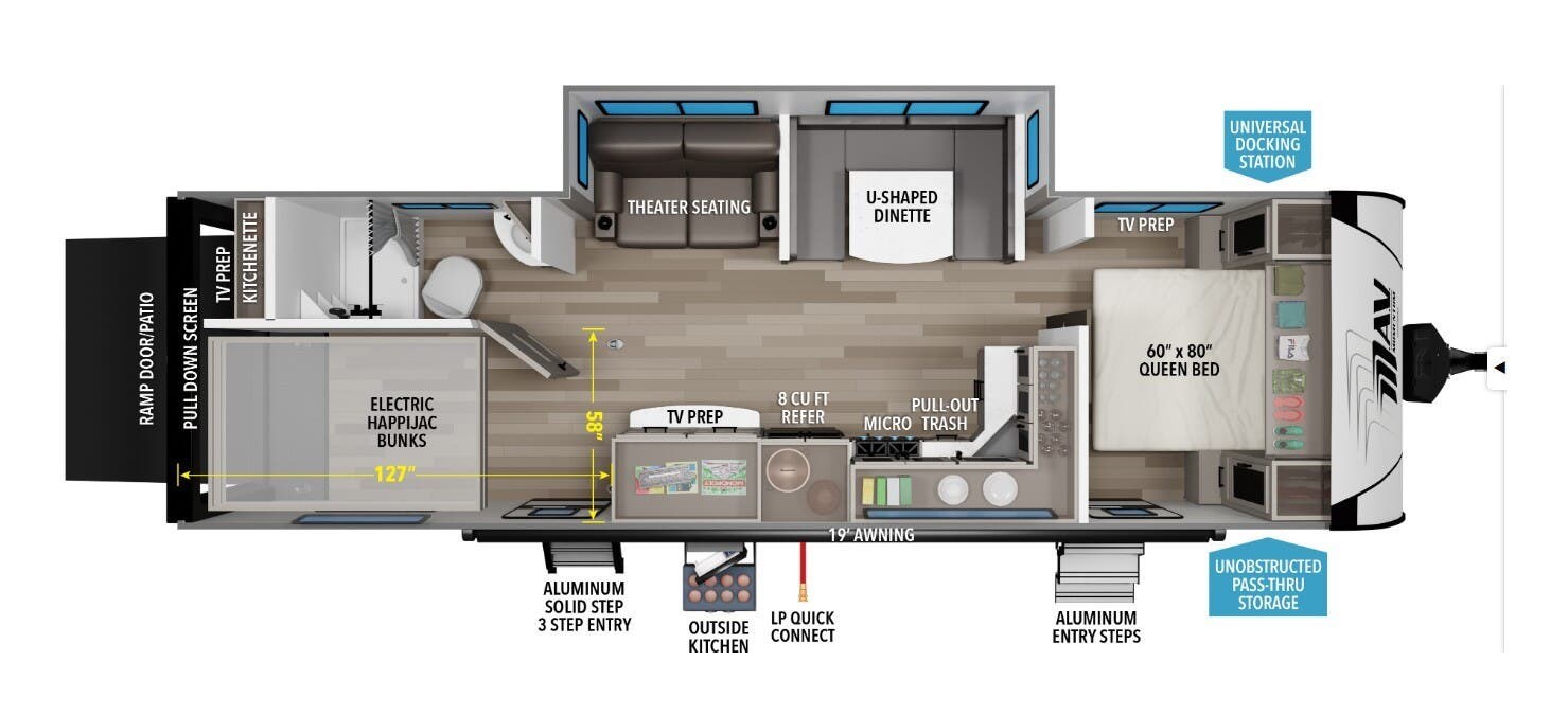 2026 Grand Design Momentum 28MAV - New Toy Hauler For Sale by McClain's RV Superstore in Corinth, Texas features Stove Top Burner, Queen Bed, CO Detector, Air Conditioning, Detachable Power Cord