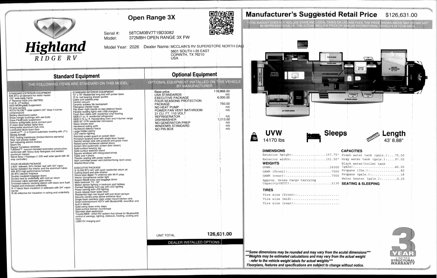2026 Open Range 3X 372MBH by Highland Ridge from McClain's RV Superstore in Corinth, Texas