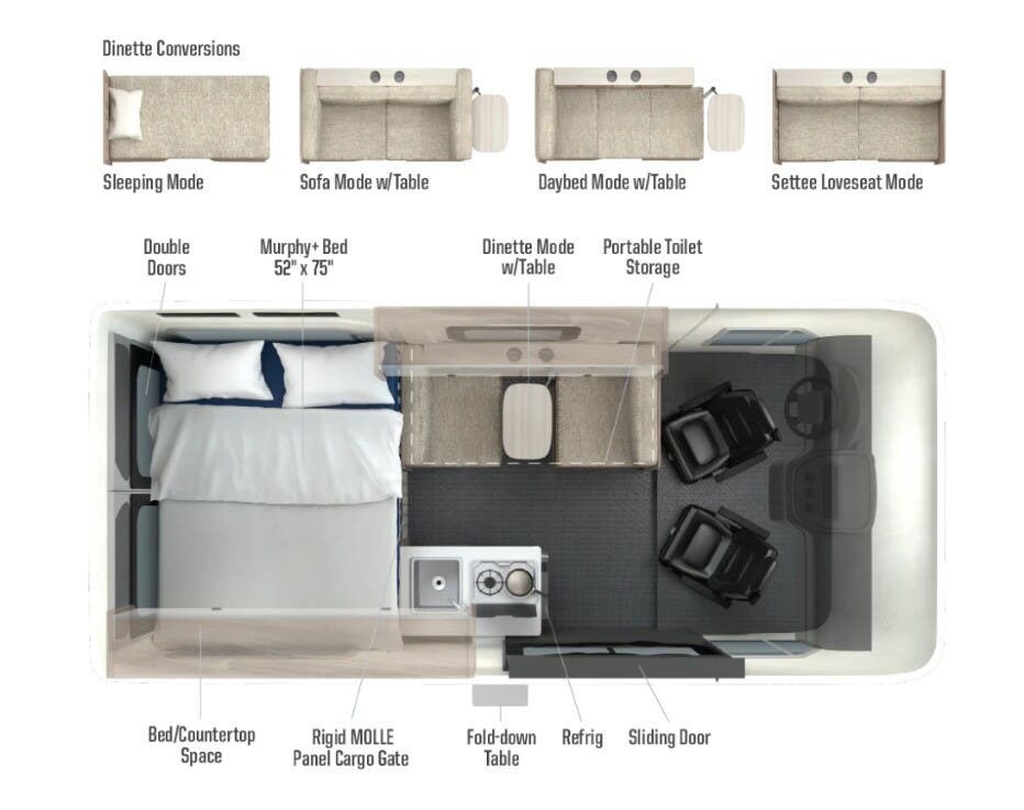 2026 Winnebago Solis Pocket 36A - New Class B For Sale by McClain's RV Superstore in Corinth, Texas features Backup Camera, Dinette Bed, Removable Table, Propane, Solar Panel
