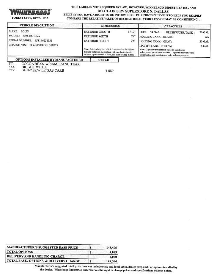 2026 Solis Pocket 36A by Winnebago from McClain's RV Superstore in Corinth, Texas