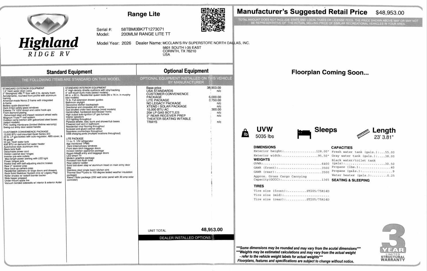 2026 Open Range LITE 200MLM by Highland Ridge from McClain's RV Superstore in Corinth, Texas