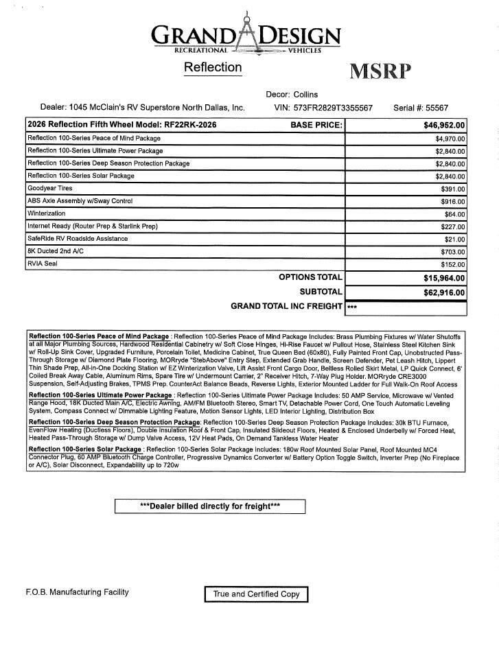 2026 Reflection 100 22RK by Grand Design from McClain's RV Superstore in Corinth, Texas