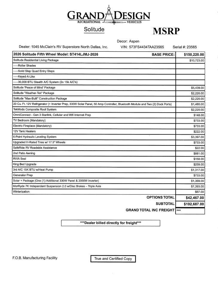 New 2026 Grand Design Solitude 414LJMJ available in Sanger, Texas