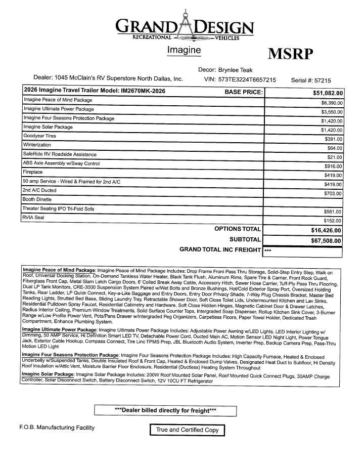 2026 Imagine 2670MK by Grand Design from McClain's RV Superstore in Corinth, Texas