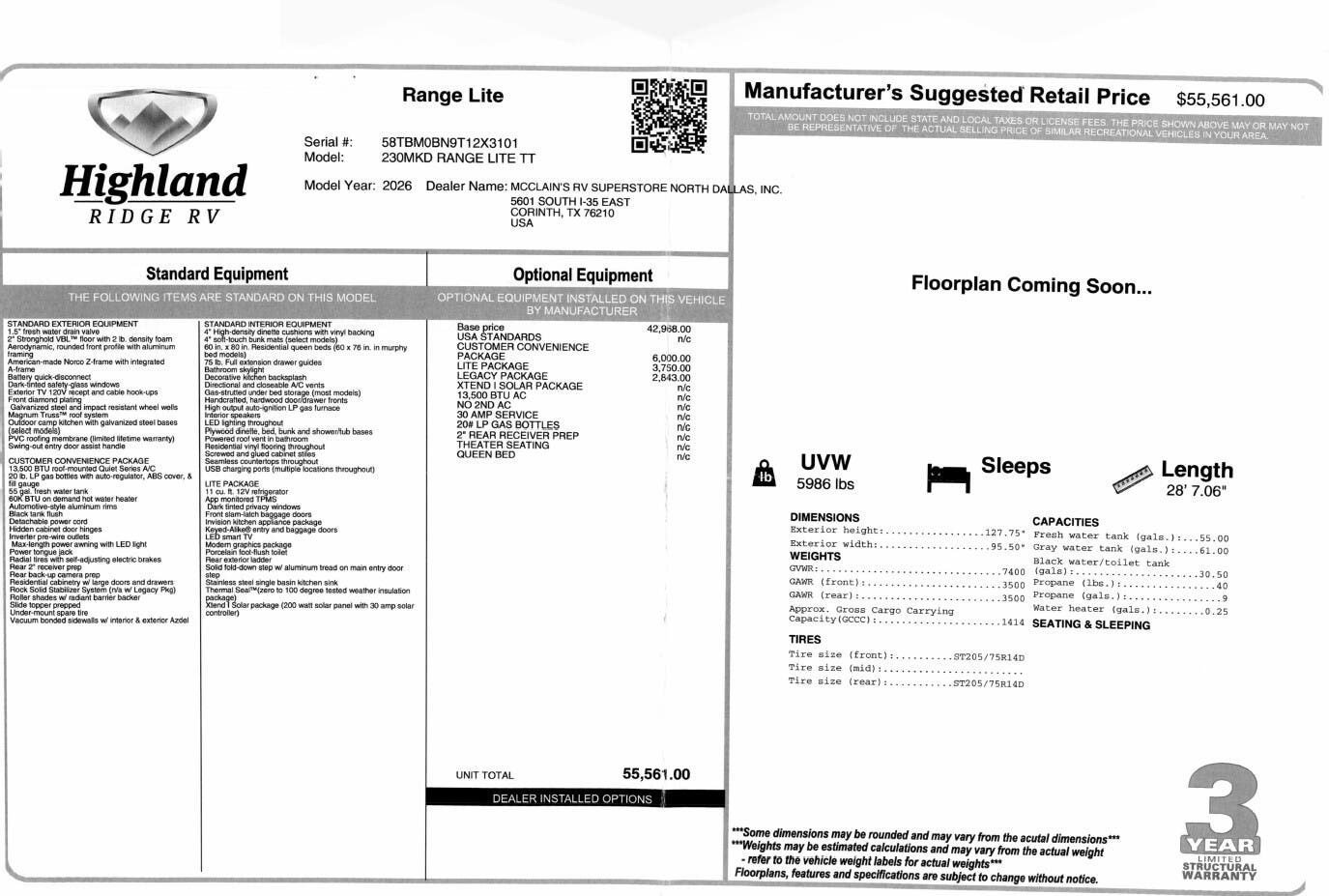 2026 Open Range LITE 230MKD by Highland Ridge from McClain's RV Superstore in Corinth, Texas