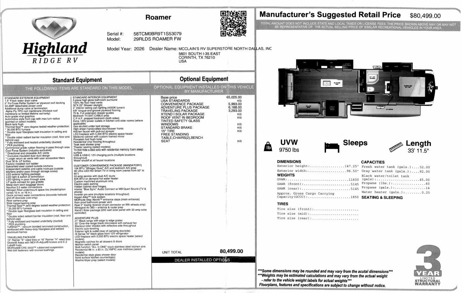 2026 Open Range Roamer 29RLDS by Highland Ridge from McClain's RV Superstore in Corinth, Texas