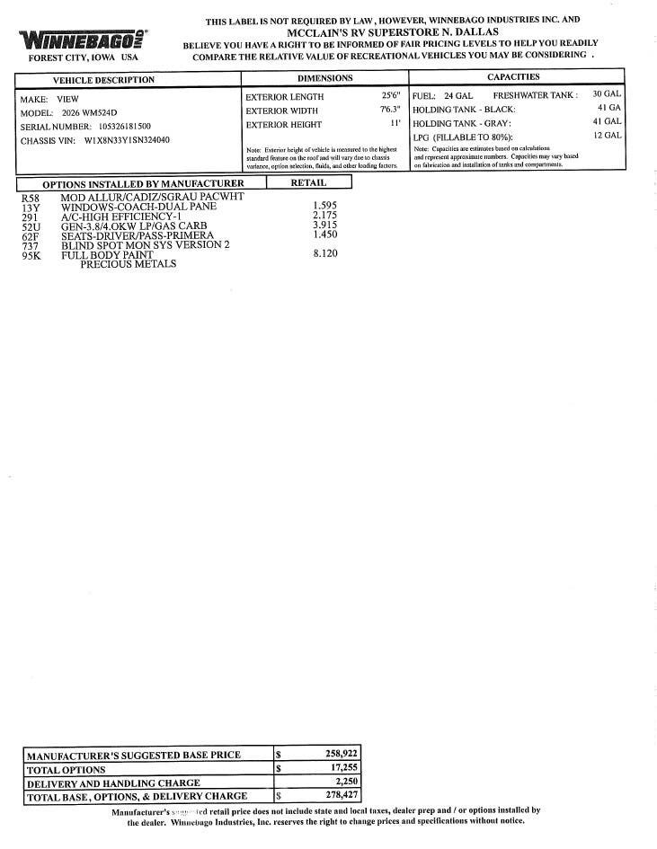 2026 View 24D by Winnebago from McClain's RV Superstore in Corinth, Texas