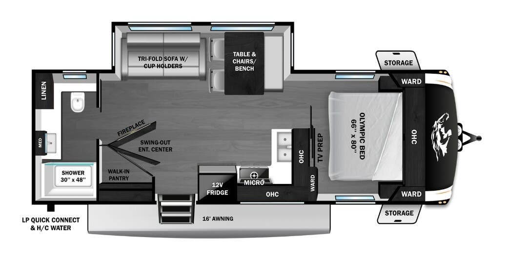 2026 Highland Ridge Open Range Roamer 27RBOS - New Travel Trailer For Sale by McClain's RV Superstore in Corinth, Texas features Wardrobe(s), Awning, Hitch, Sofa Bed, Glass Shower Door
