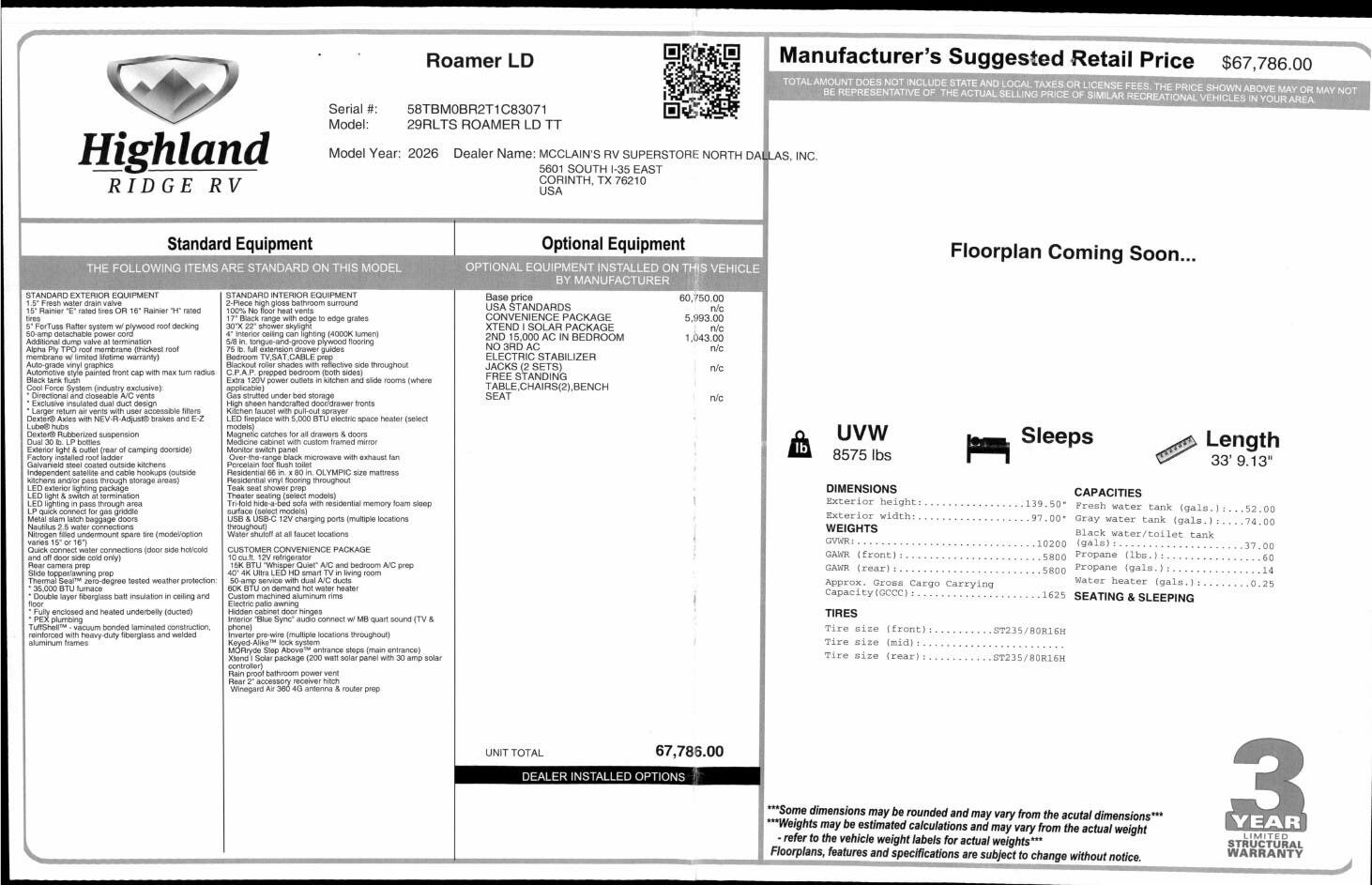 2026 Open Range Roamer 29RLTS by Highland Ridge from McClain's RV Superstore in Corinth, Texas