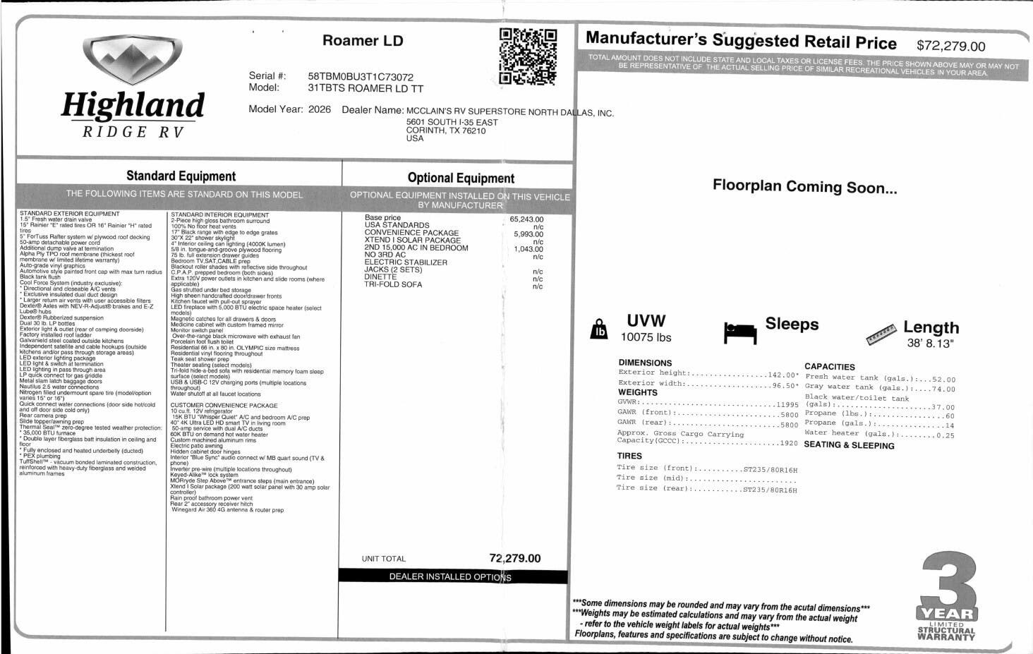 2026 Open Range Roamer 31TBTS by Highland Ridge from McClain's RV Superstore in Corinth, Texas